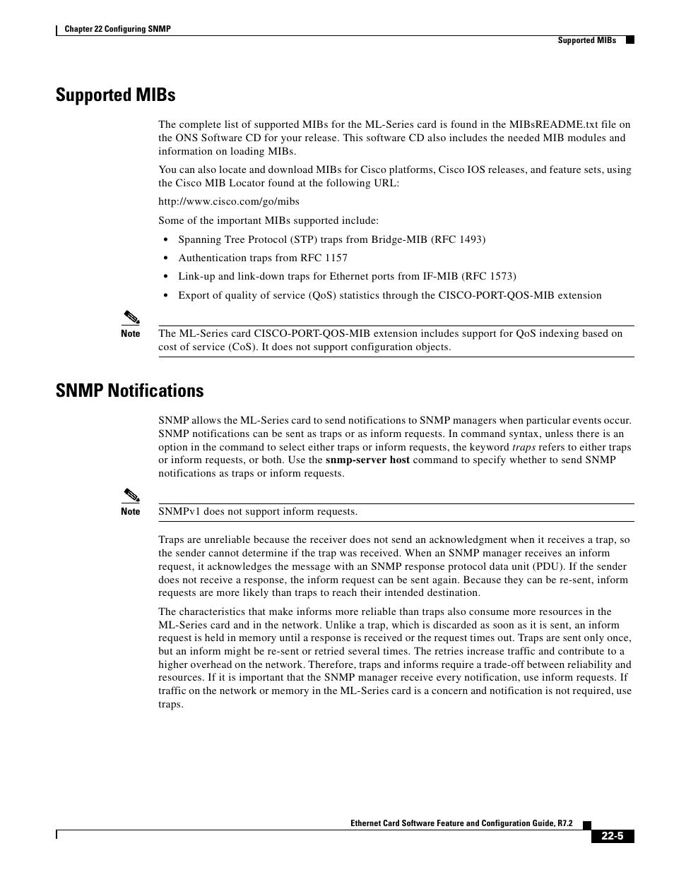 Supported mibs, Snmp notifications, Supported mibs” section on | Cisco 15327 User Manual | Page 371 / 584