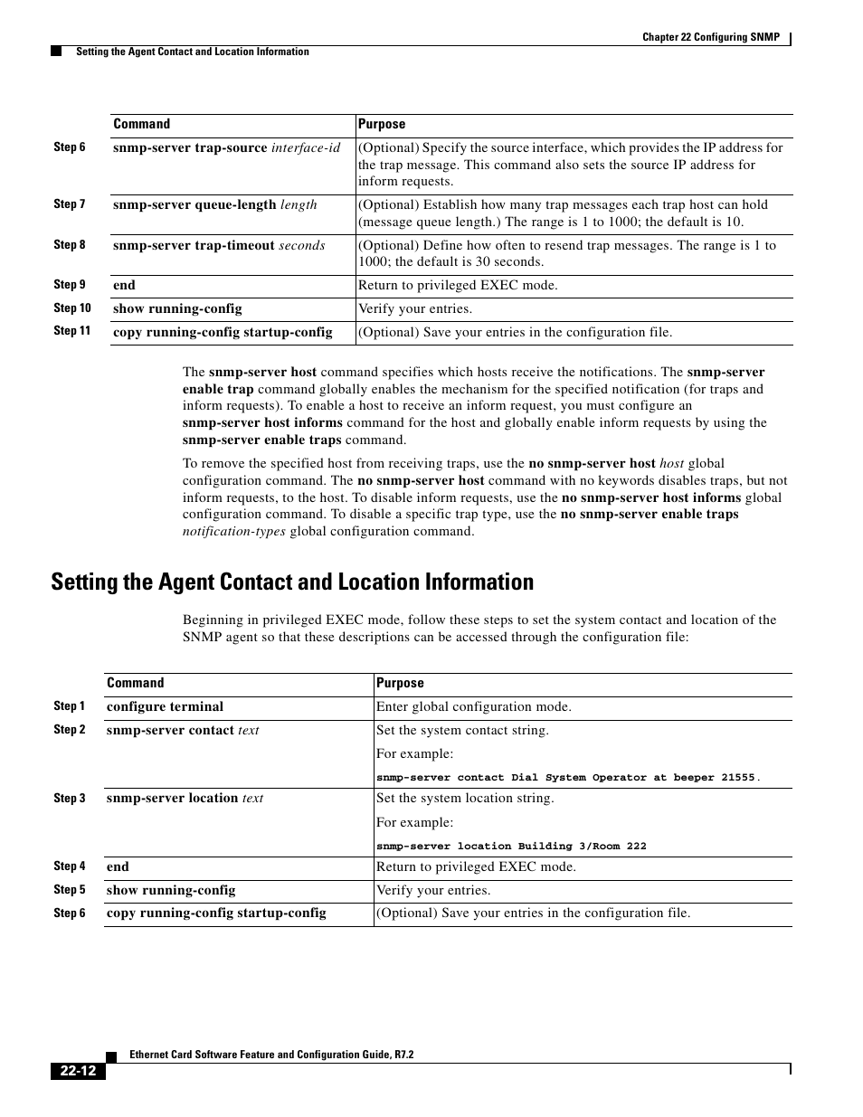 Setting the agent contact and location information | Cisco 15327 User Manual | Page 378 / 584