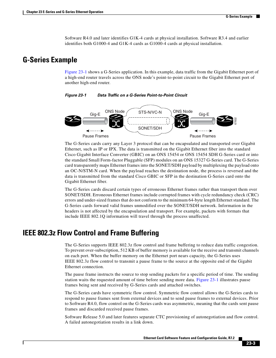 G-series example, Ieee 802.3z flow control and frame buffering, Figure 23-1 | Cisco 15327 User Manual | Page 383 / 584