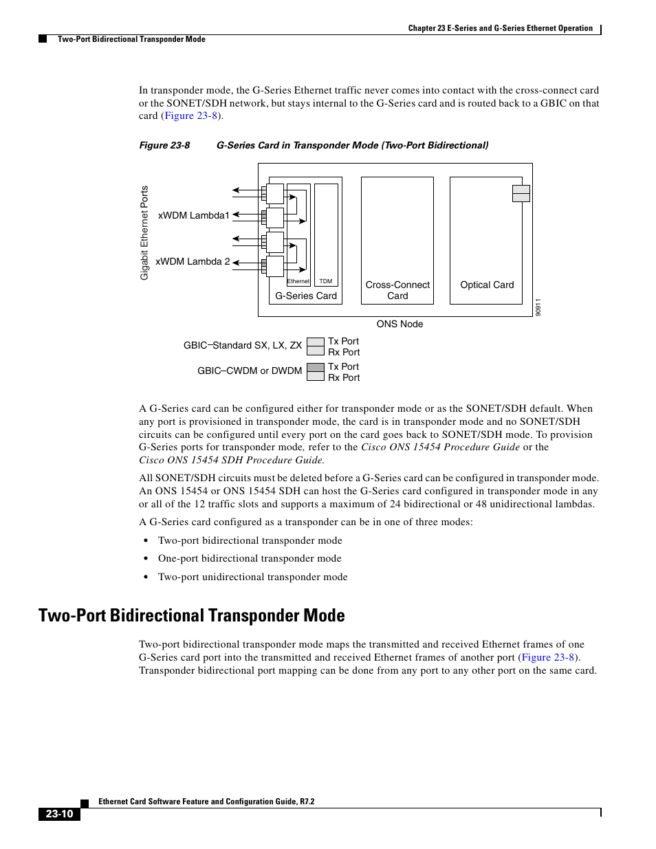 Two-port bidirectional transponder mode, Figure 23-8 | Cisco 15327 User Manual | Page 390 / 584