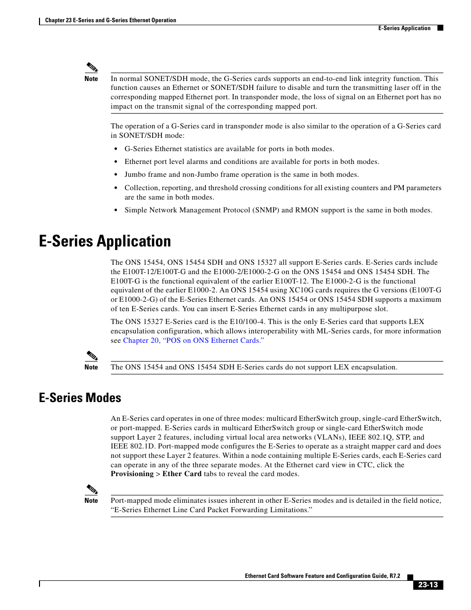 E-series application, E-series modes | Cisco 15327 User Manual | Page 393 / 584