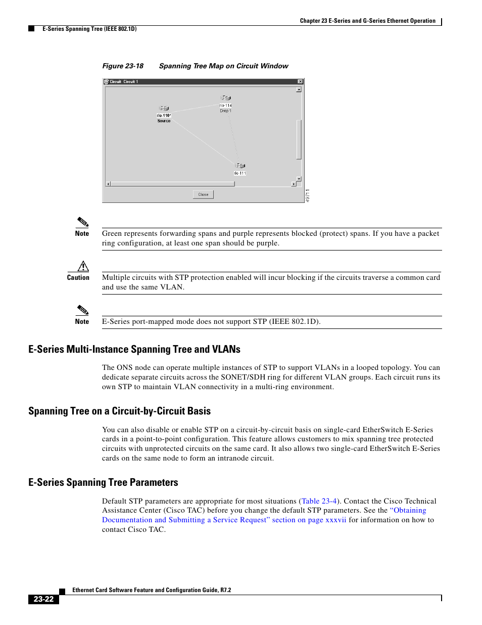 E-series multi-instance spanning tree and vlans, Spanning tree on a circuit-by-circuit basis, E-series spanning tree parameters | Figure 23-18 | Cisco 15327 User Manual | Page 402 / 584