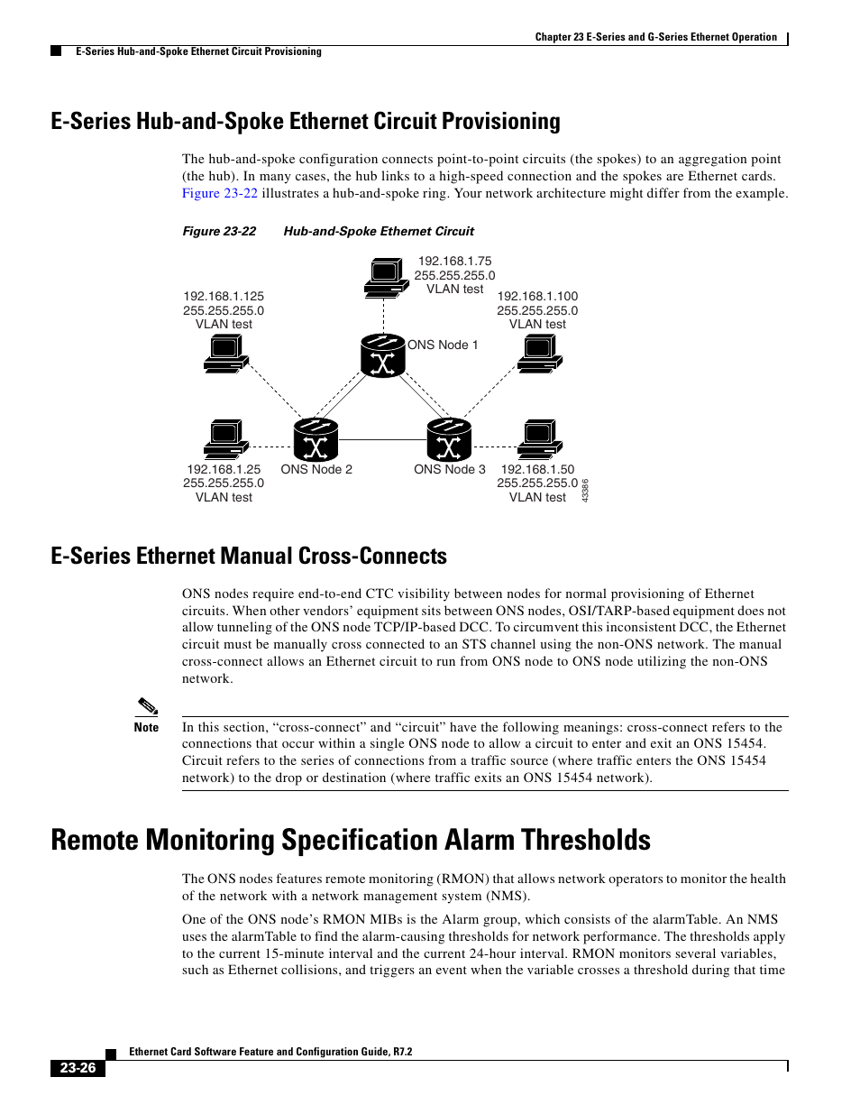 E-series ethernet manual cross-connects, Remote monitoring specification alarm thresholds, Figure 23-22 | Cisco 15327 User Manual | Page 406 / 584