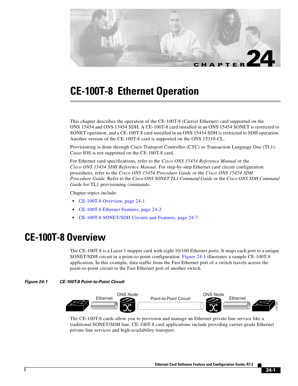 Ce-100t-8 ethernet operation, Ce-100t-8 overview, C h a p t e r | Figure 24-1, Chapter 24, “ce-100t-8 ethernet operation | Cisco 15327 User Manual | Page 409 / 584