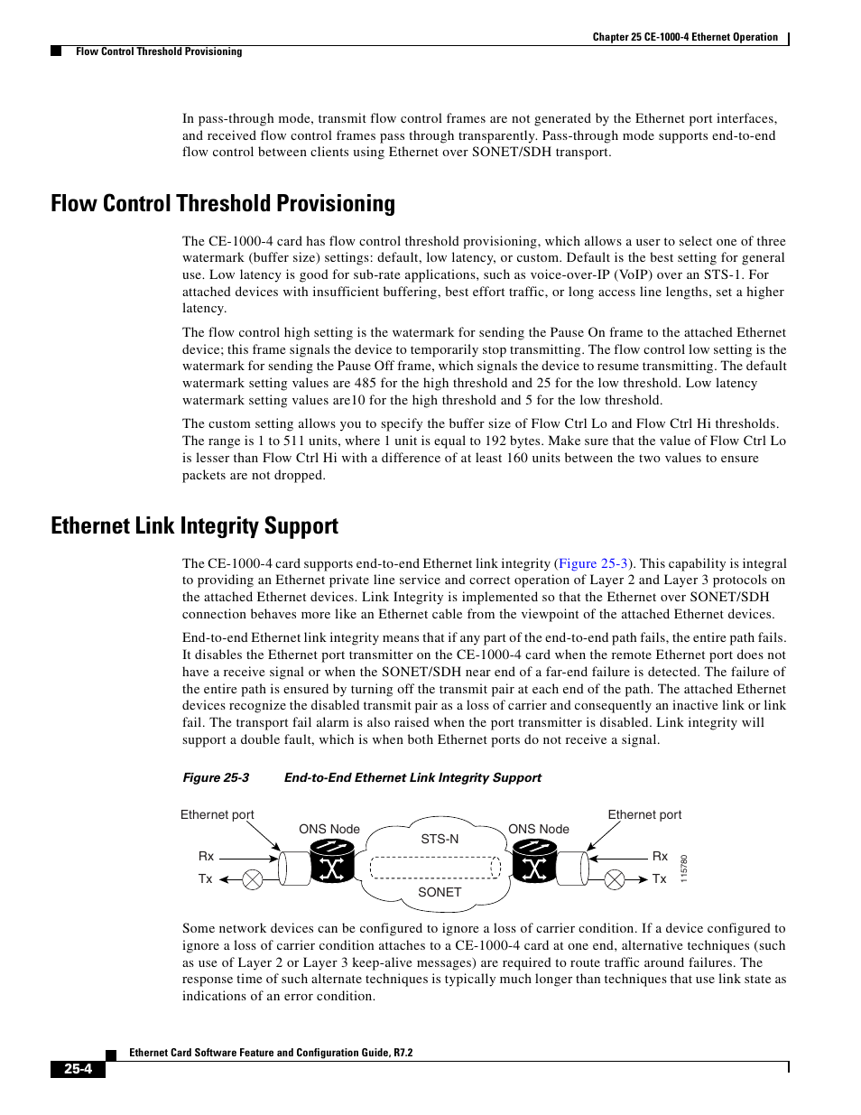 Flow control threshold provisioning, Ethernet link integrity support, Figure 25-3 | Cisco 15327 User Manual | Page 428 / 584