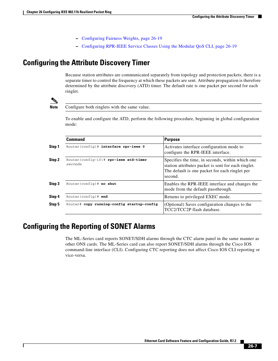 Configuring the attribute discovery timer, Configuring the reporting of sonet alarms | Cisco 15327 User Manual | Page 439 / 584