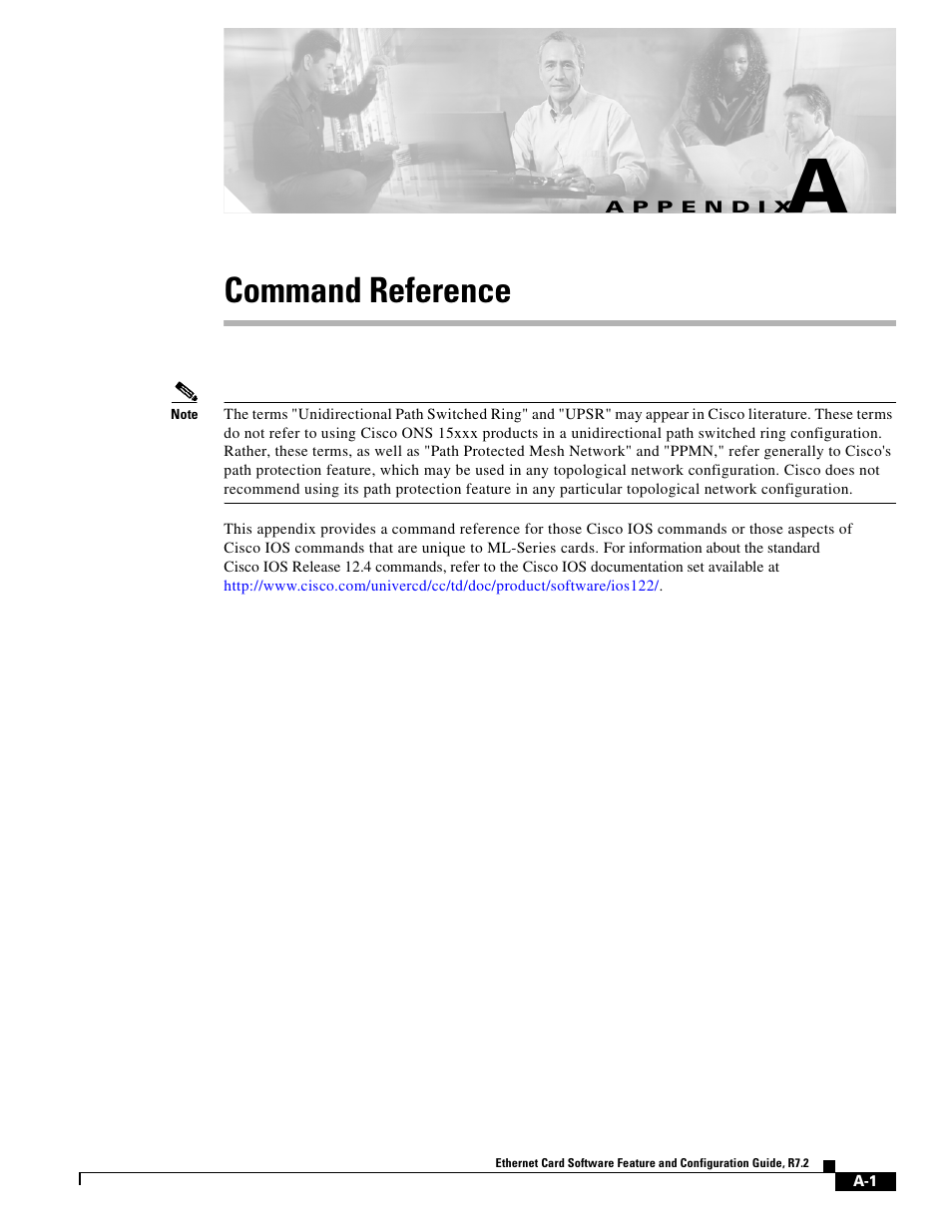 Command reference, A p p e n d i x, Appendix a, “command reference | Is an a | Cisco 15327 User Manual | Page 475 / 584