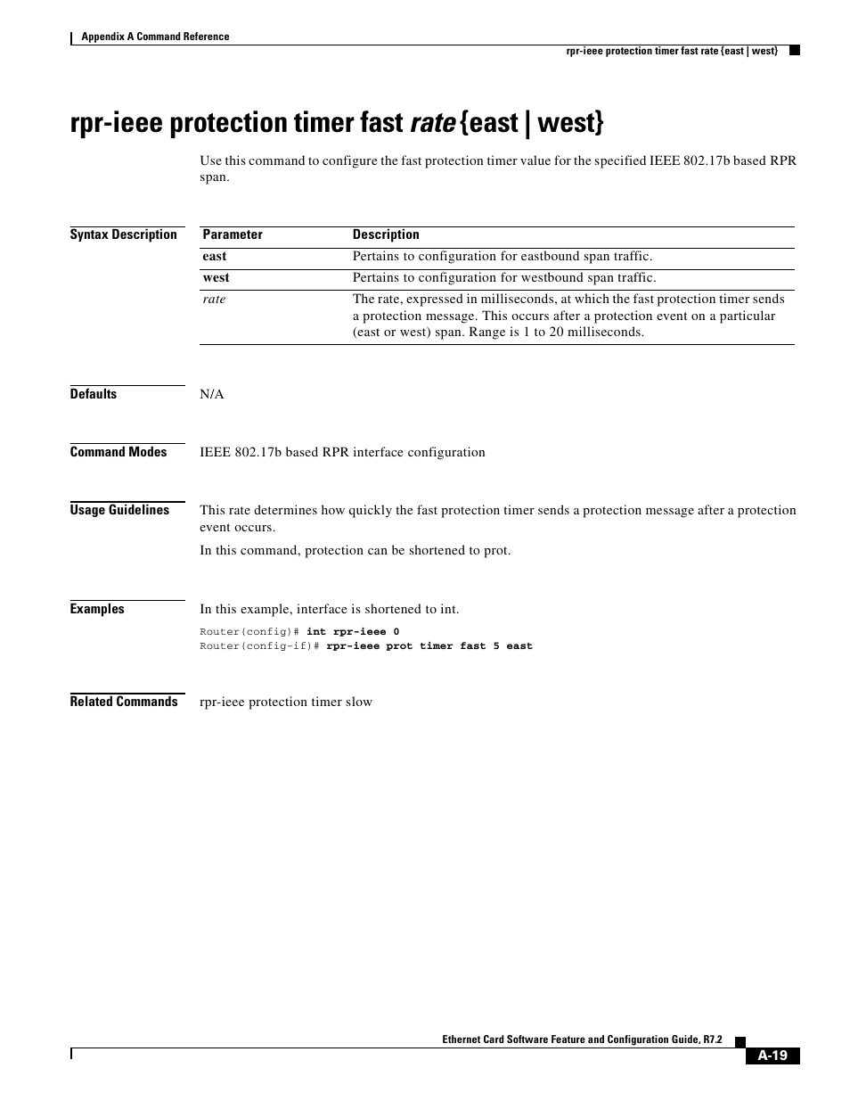 Rpr-ieee protection timer fast rate {east | west | Cisco 15327 User Manual | Page 493 / 584