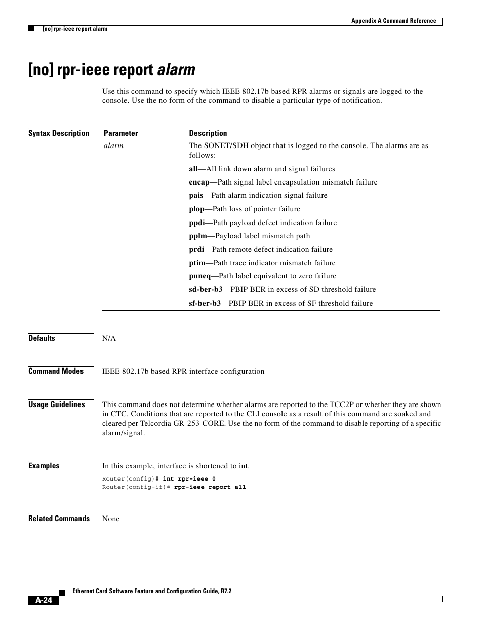 No] rpr-ieee report alarm | Cisco 15327 User Manual | Page 498 / 584