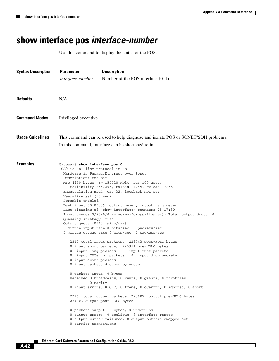 Show interface pos interface-number | Cisco 15327 User Manual | Page 516 / 584