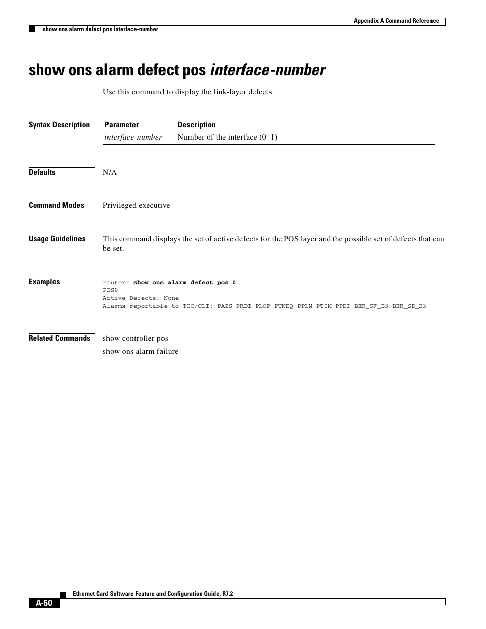 Show ons alarm defect pos interface-number | Cisco 15327 User Manual | Page 524 / 584