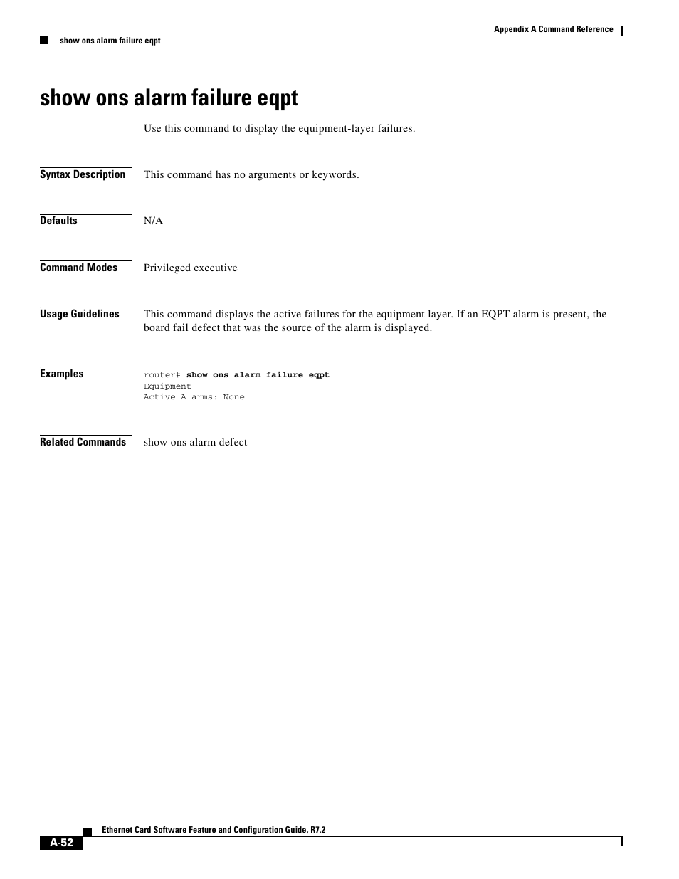 Show ons alarm failure eqpt | Cisco 15327 User Manual | Page 526 / 584