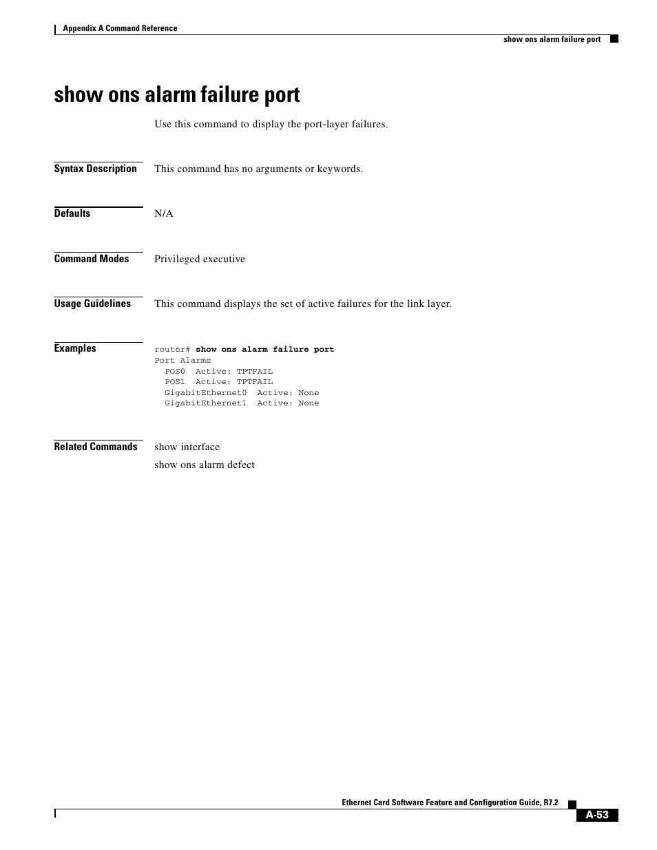 Show ons alarm failure port | Cisco 15327 User Manual | Page 527 / 584