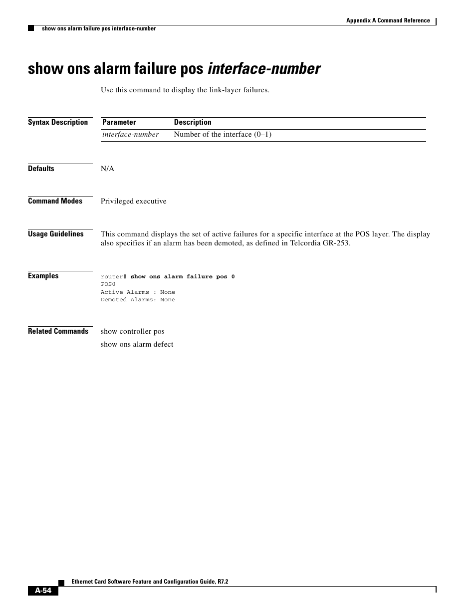 Show ons alarm failure pos interface-number | Cisco 15327 User Manual | Page 528 / 584