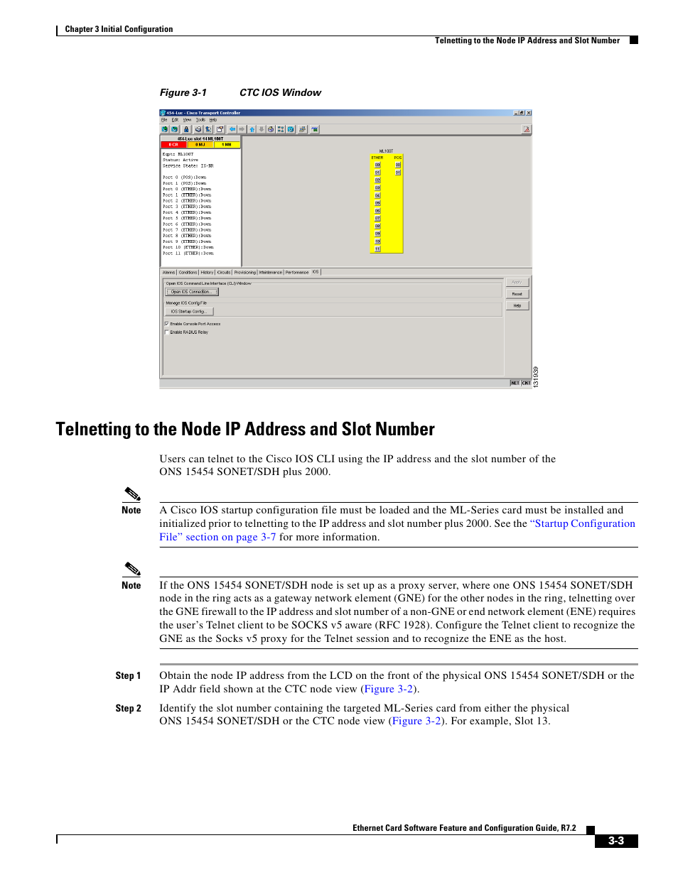 Telnetting to the node ip address and slot number, Figure 3-1 | Cisco 15327 User Manual | Page 53 / 584