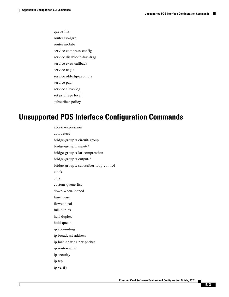 Unsupported pos interface configuration commands | Cisco 15327 User Manual | Page 561 / 584