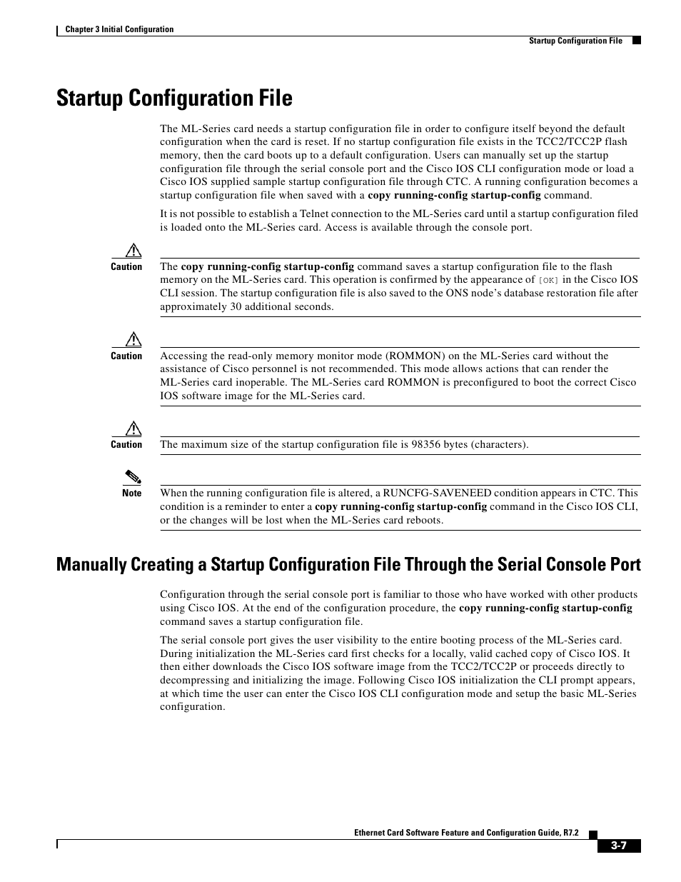 Startup configuration file, Startup configuration | Cisco 15327 User Manual | Page 57 / 584