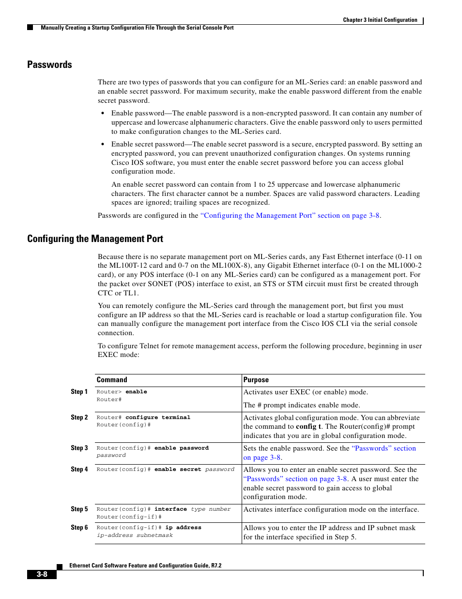 Passwords, Configuring the management port | Cisco 15327 User Manual | Page 58 / 584