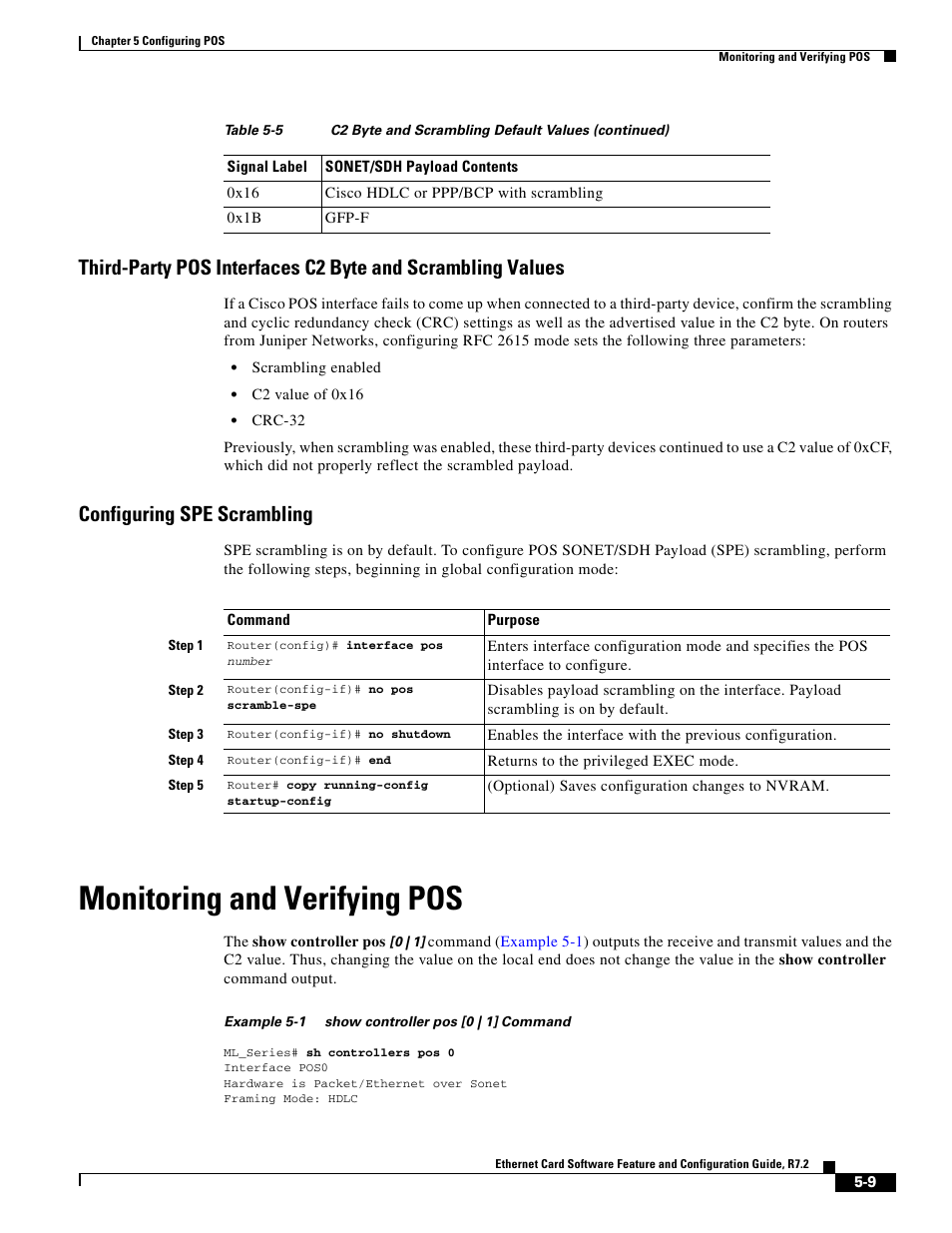 Configuring spe scrambling, Monitoring and verifying pos, Net/sdh delay tri | In excess of sf threshold, Router(config-if) | Cisco 15327 User Manual | Page 89 / 584