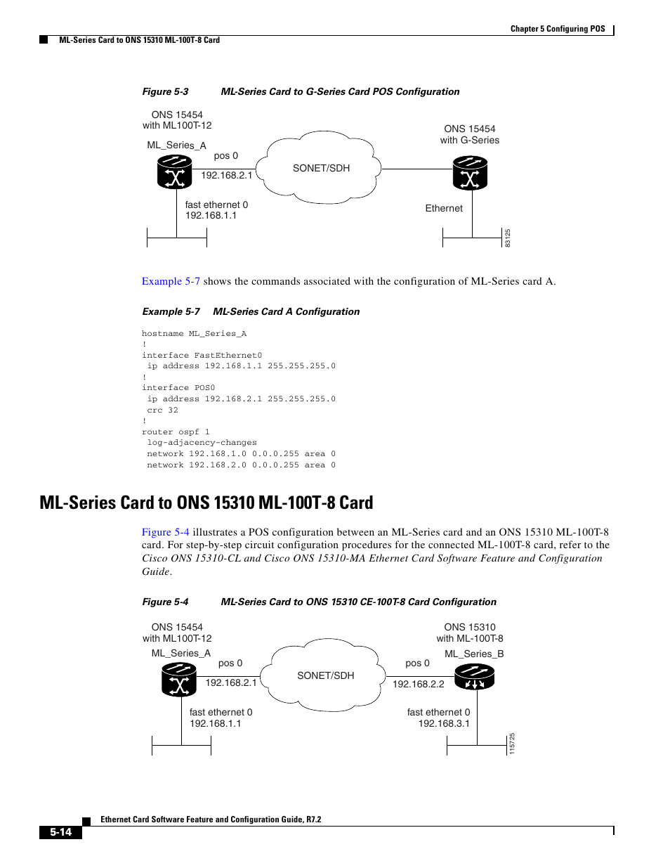 Ml-series card to ons 15310 ml-100t-8 card, Figure 5-3, Figure 5-4 | Illustr | Cisco 15327 User Manual | Page 94 / 584