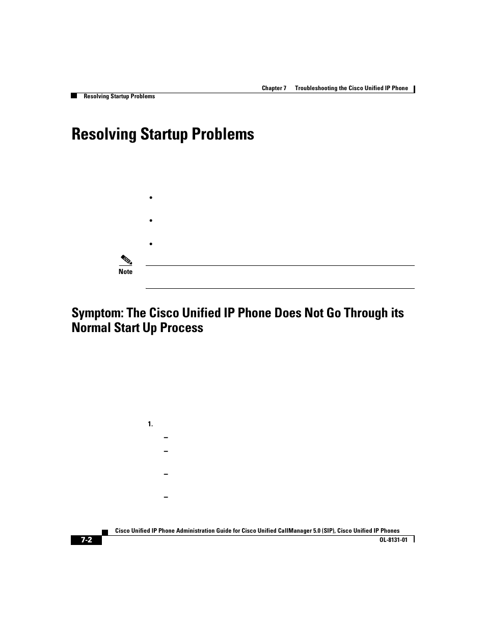 Resolving startup problems | Cisco 7912G User Manual | Page 106 / 188