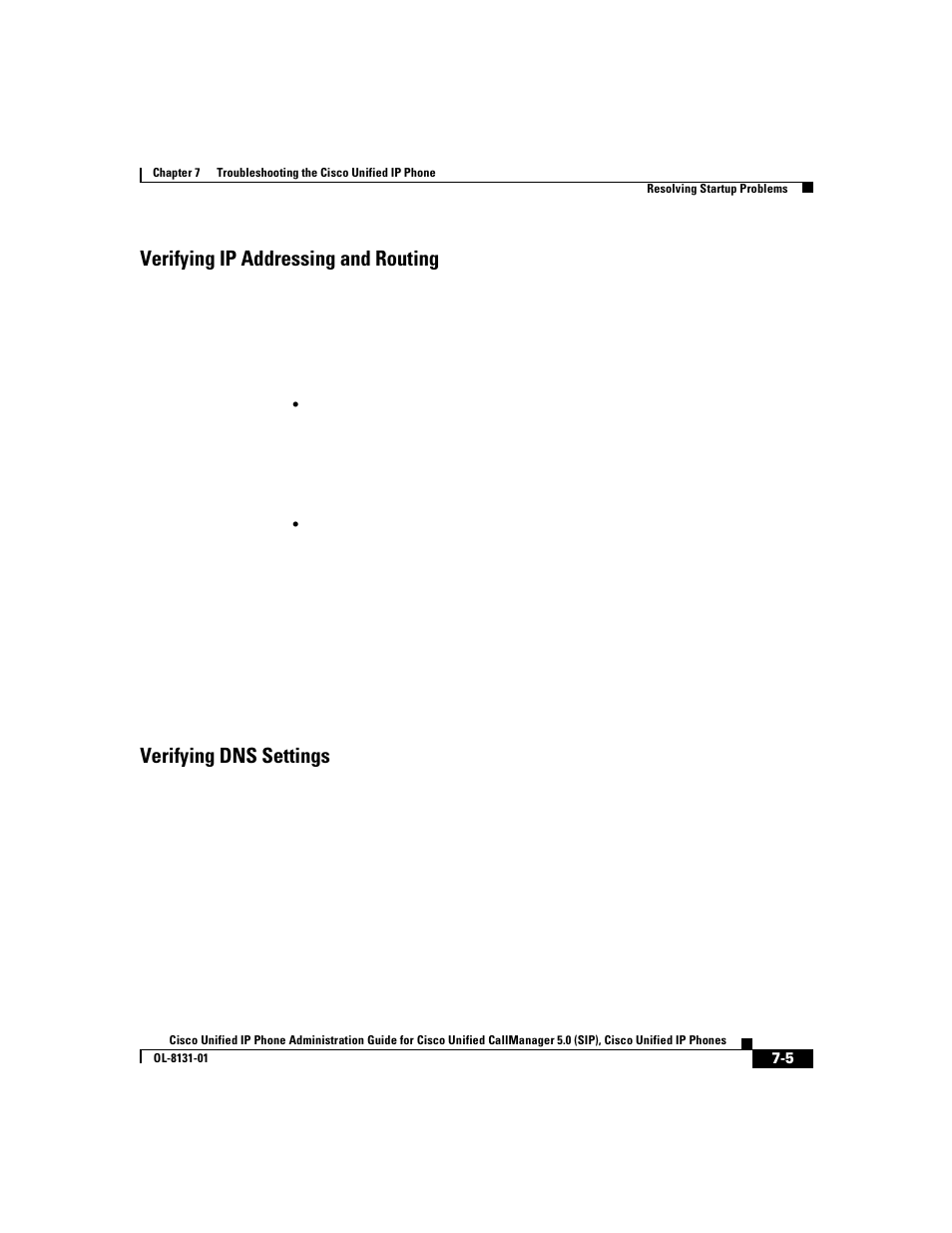 Verifying ip addressing and routing, Verifying dns settings | Cisco 7912G User Manual | Page 109 / 188