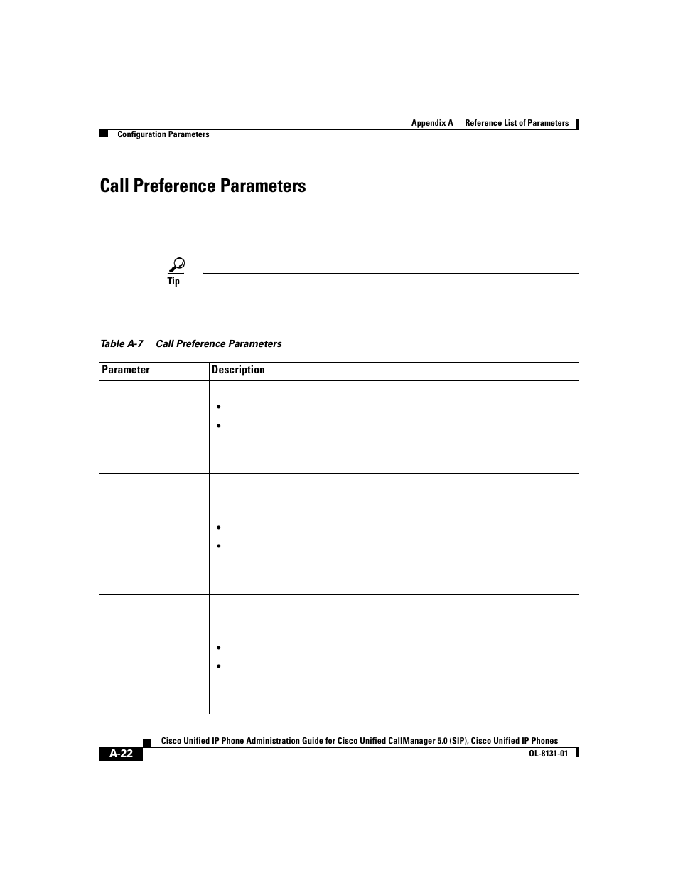 Call preference parameters, Call, Call preference | Cisco 7912G User Manual | Page 144 / 188