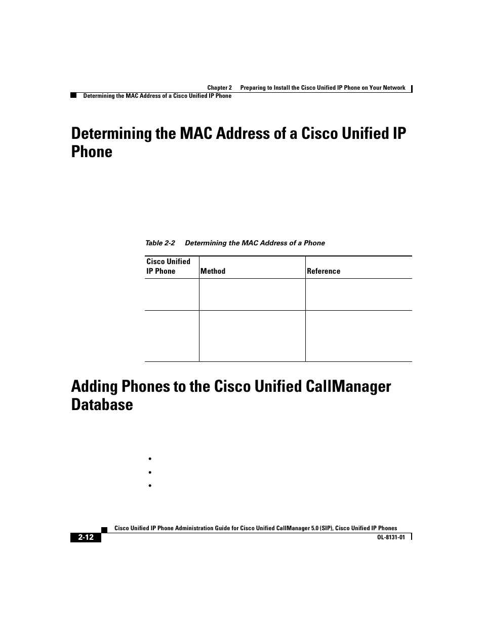 Adding phones to, Adding phones, Determining the | Cisco 7912G User Manual | Page 54 / 188