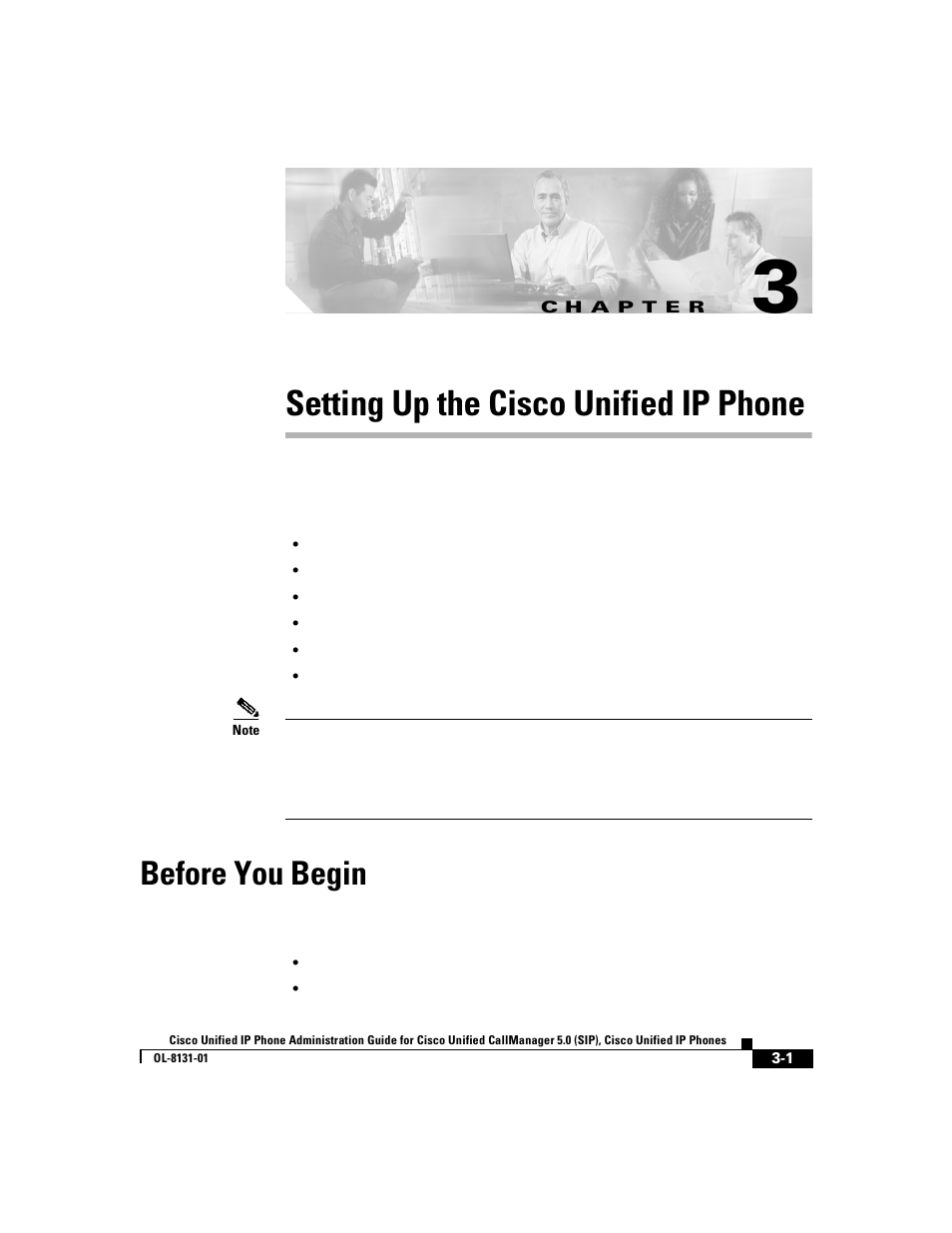 Setting up the ciscounifiedipphone, Before you begin, C h a p t e r | Setting up the cisco unified ip phone, Chapter 3, “setting up the cisco unified ip phone, Chapter 3, “setting up, The cisco unified ip phone | Cisco 7912G User Manual | Page 63 / 188