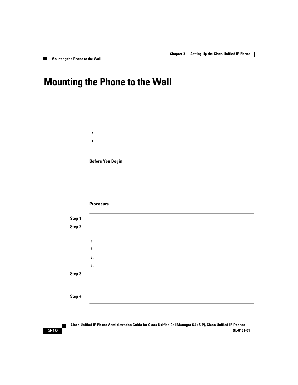 Mounting the phone to the wall | Cisco 7912G User Manual | Page 72 / 188