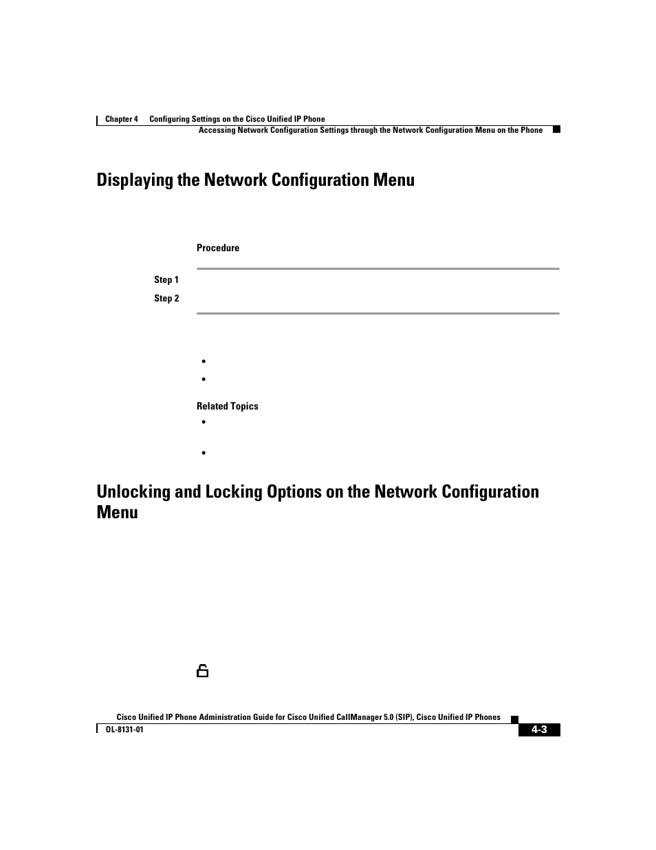 Displaying the network configuration menu | Cisco 7912G User Manual | Page 77 / 188