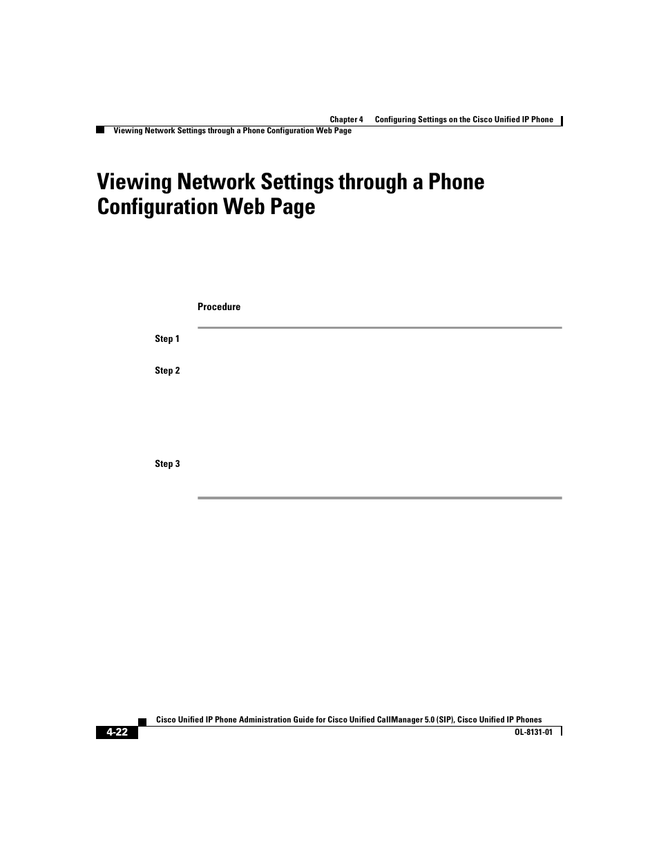 Viewing network settings through a phone | Cisco 7912G User Manual | Page 96 / 188