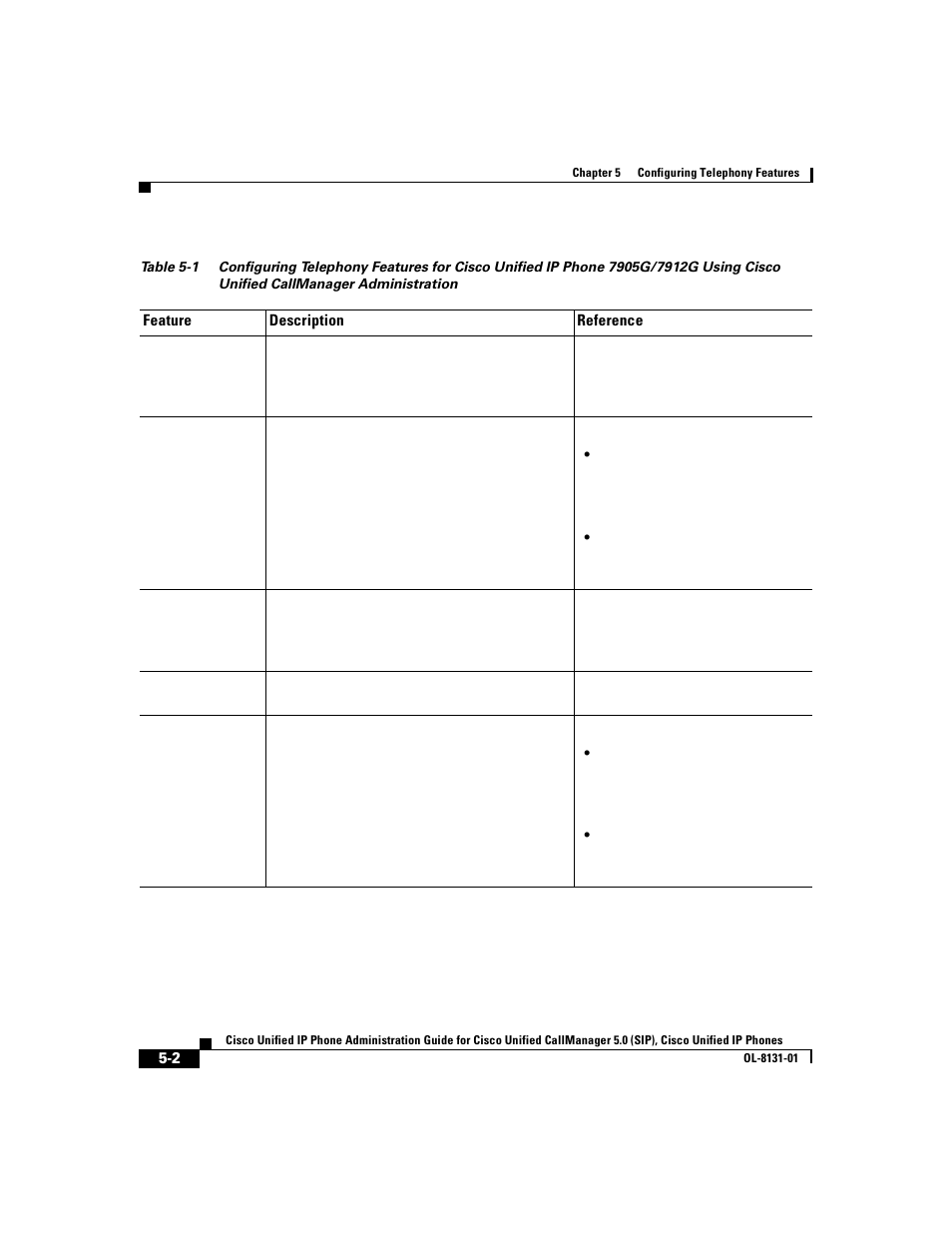 Table 5-1 | Cisco 7912G User Manual | Page 98 / 188