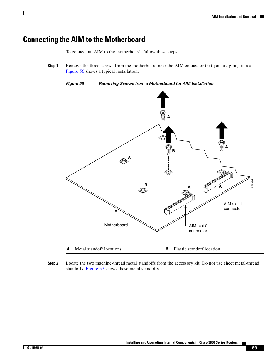 Connecting the aim to the motherboard | Cisco 3800 Series User Manual | Page 119 / 138