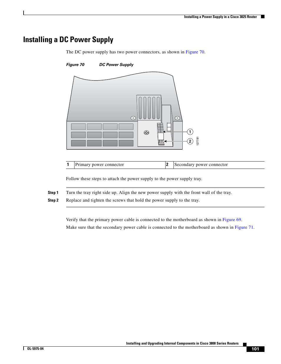 Installing a dc power supply | Cisco 3800 Series User Manual | Page 131 / 138