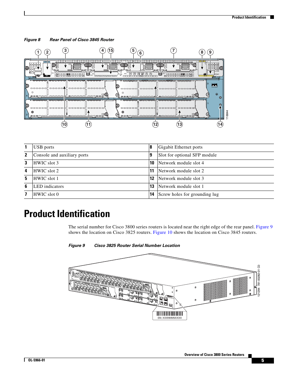 Product identification, Figure 8, 23x 5x | Cisco 3800 Series User Manual | Page 19 / 138