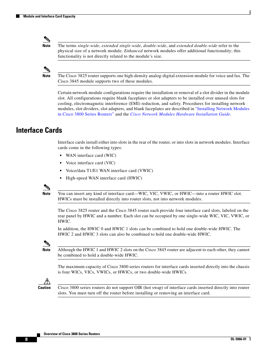 Interface cards | Cisco 3800 Series User Manual | Page 22 / 138