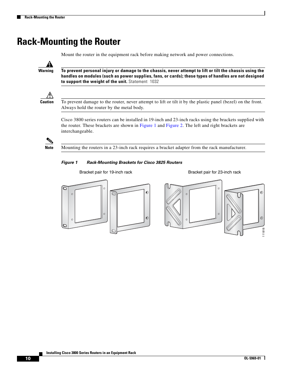 Rack-mounting the router | Cisco 3800 Series User Manual | Page 40 / 138