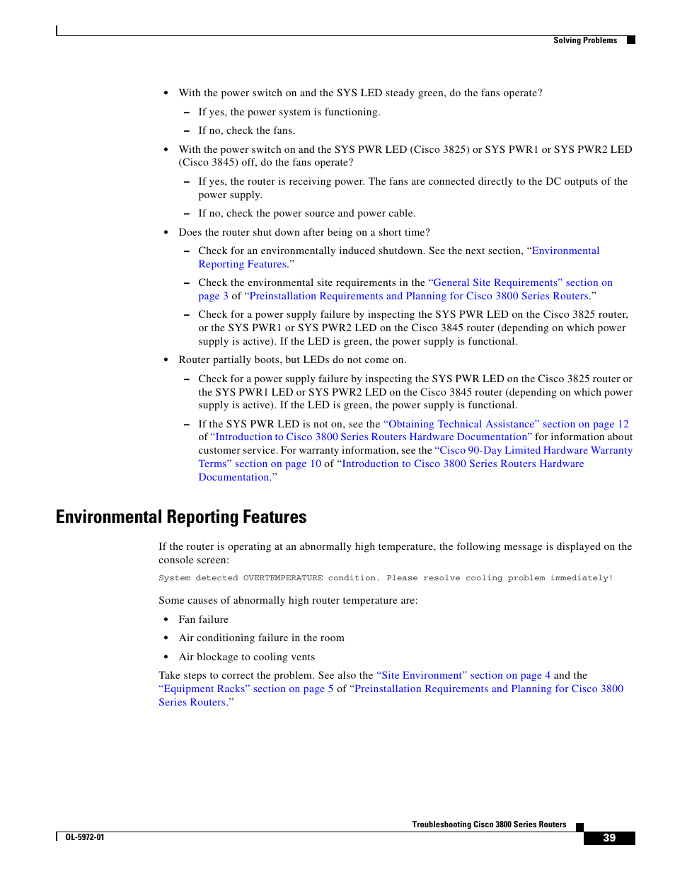 Environmental reporting features | Cisco 3800 Series User Manual | Page 69 / 138