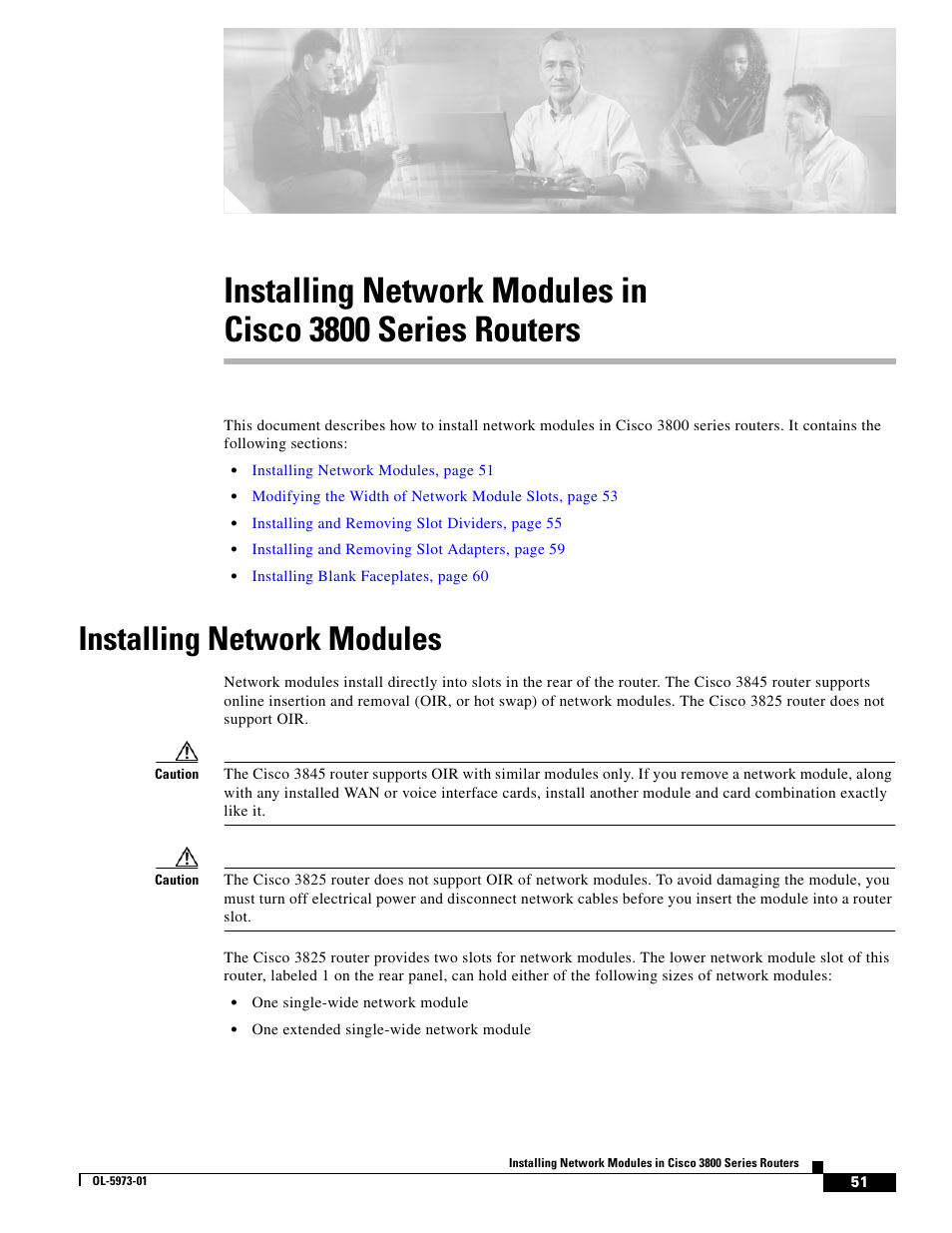 Installing network modules, In cisco 3800 series routers, And the | Cisco 3800 Series User Manual | Page 81 / 138