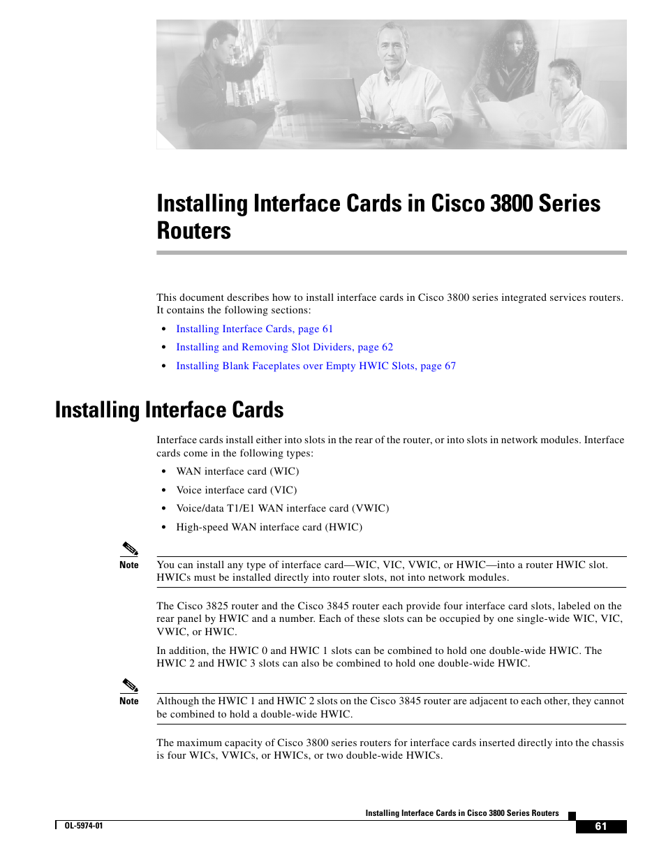 Installing interface cards | Cisco 3800 Series User Manual | Page 91 / 138