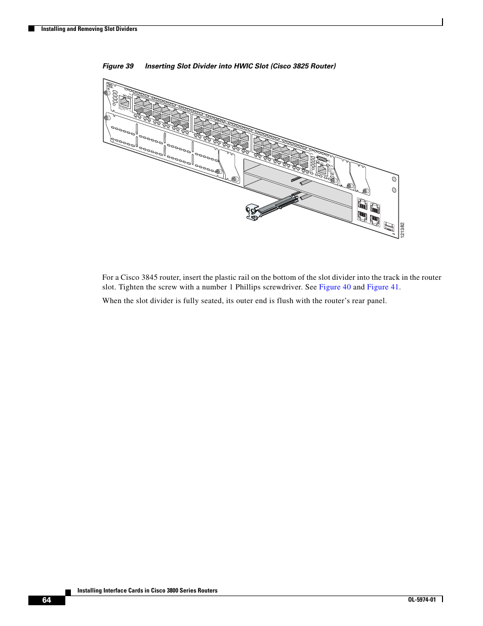 Installing and removing slot dividers | Cisco 3800 Series User Manual | Page 94 / 138