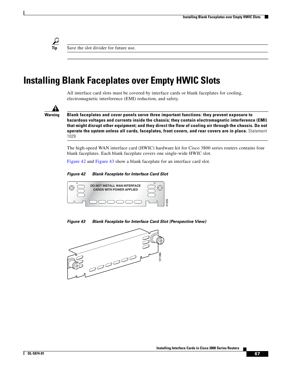 Installing blank faceplates over empty hwic slots | Cisco 3800 Series User Manual | Page 97 / 138