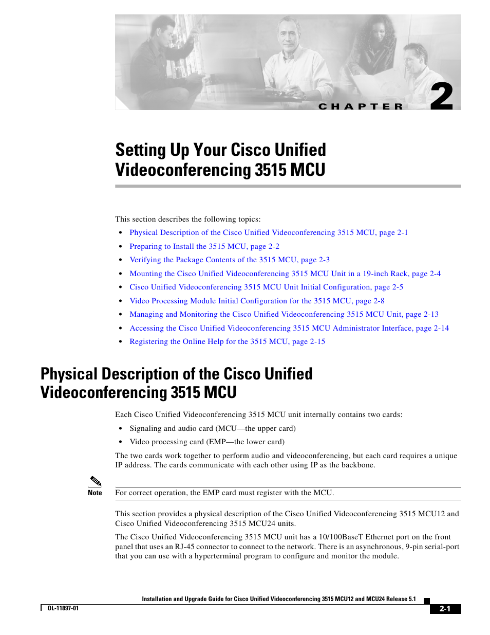 C h a p t e r | Cisco 3515 MCU12 User Manual | Page 23 / 54