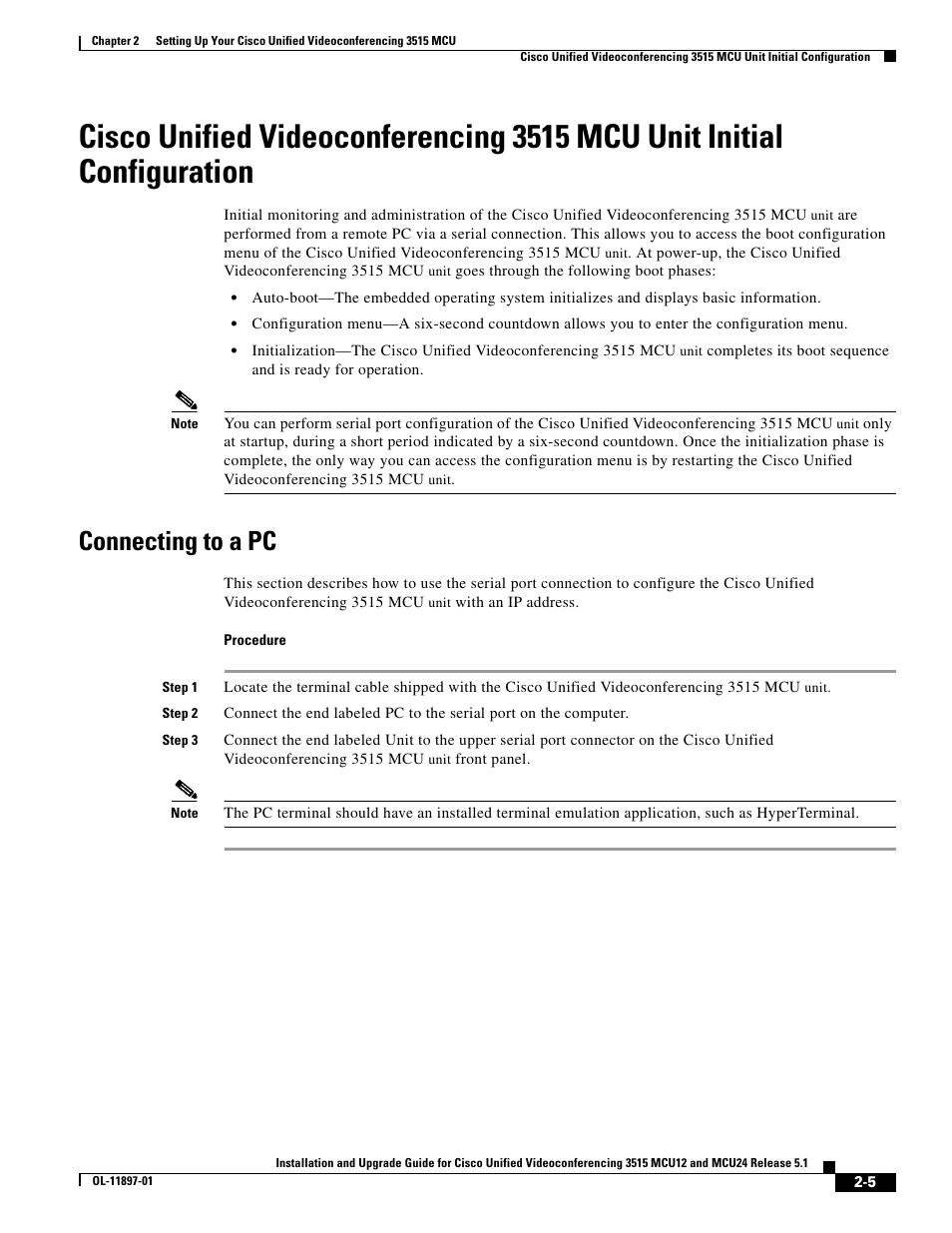 Connecting to a pc | Cisco 3515 MCU12 User Manual | Page 27 / 54