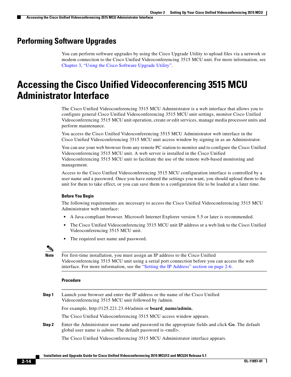 Performing software upgrades | Cisco 3515 MCU12 User Manual | Page 36 / 54