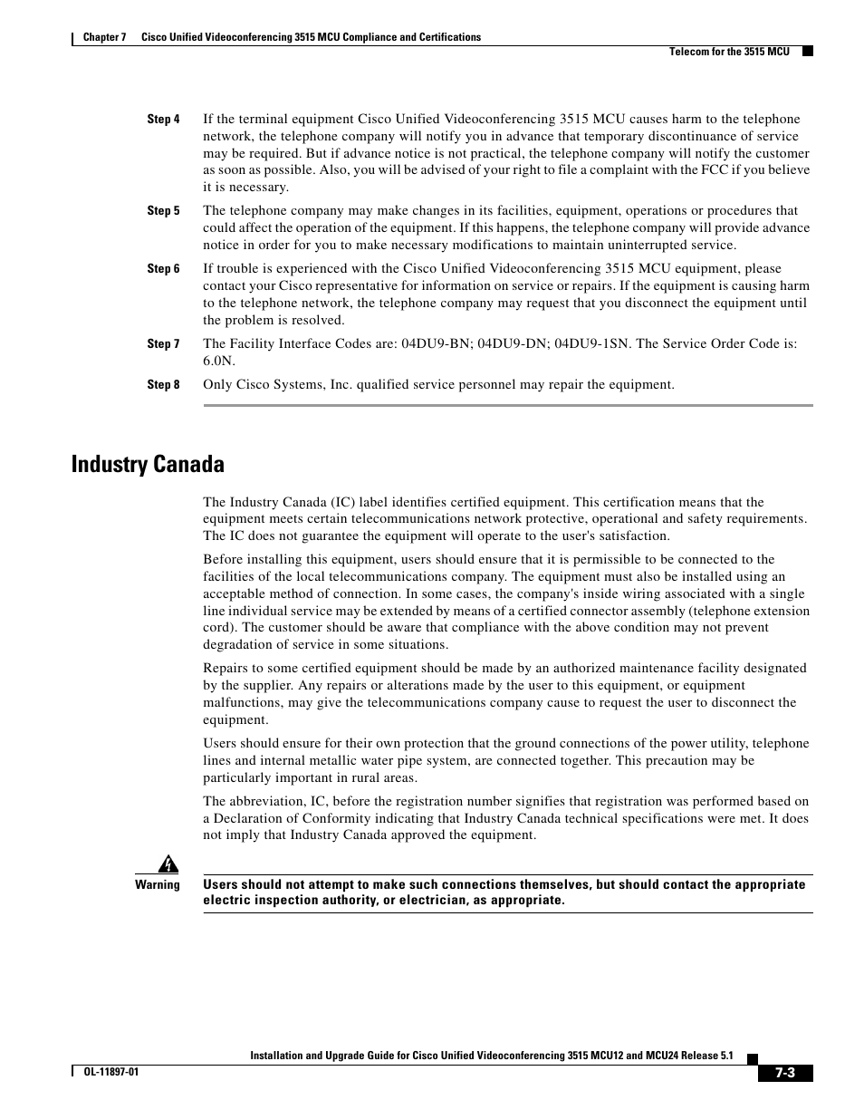 Industry canada | Cisco 3515 MCU12 User Manual | Page 49 / 54