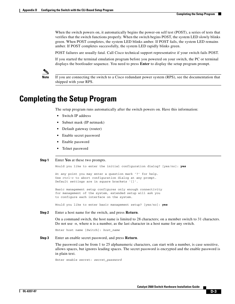 Completing the setup program | Cisco 3560 User Manual | Page 111 / 120