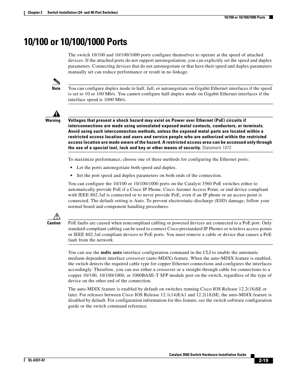 10/100 or 10/100/1000 ports | Cisco 3560 User Manual | Page 51 / 120