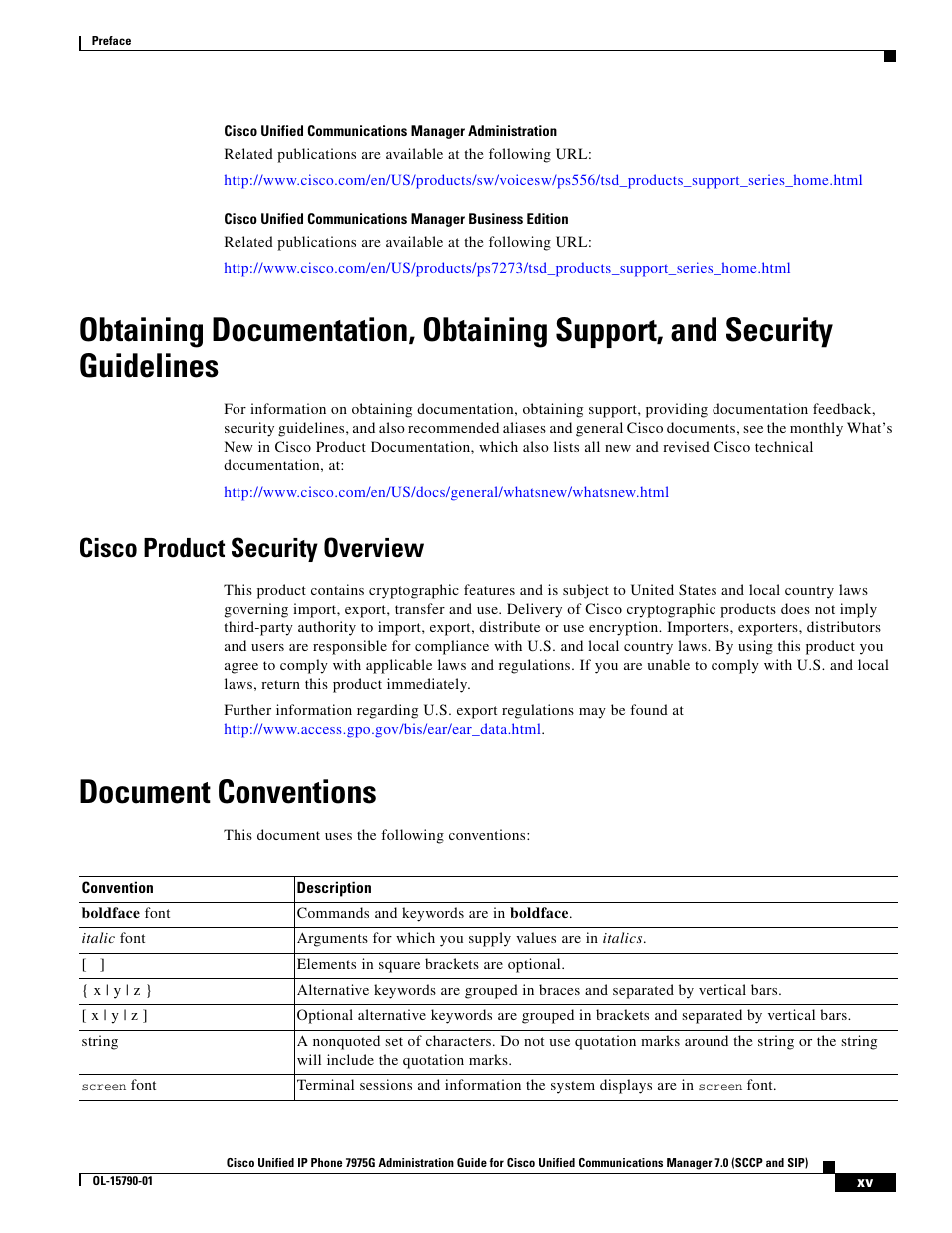 Document conventions, Cisco product security overview | Cisco 7975G User Manual | Page 3 / 4